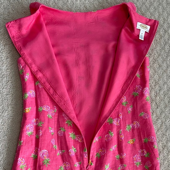 Talbots Petites Vintage Linen/Cotton Blend Shift Dress Pink Pineapple 6P Summer - Picture 10 of 13